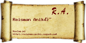 Reisman Anikó névjegykártya